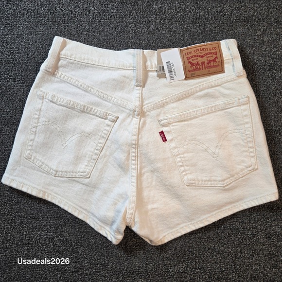 Levis 501 Original Shorts Womens 26 White High Rise Denim Jean Shorts 563270473 - Picture 5 of 9